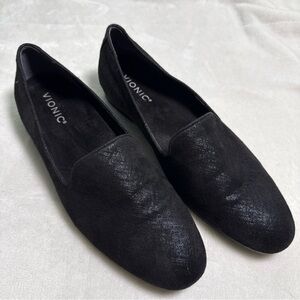 Vionic Willa II Slip On Loafers Black Shimmer Textile Women Size 9.5 office